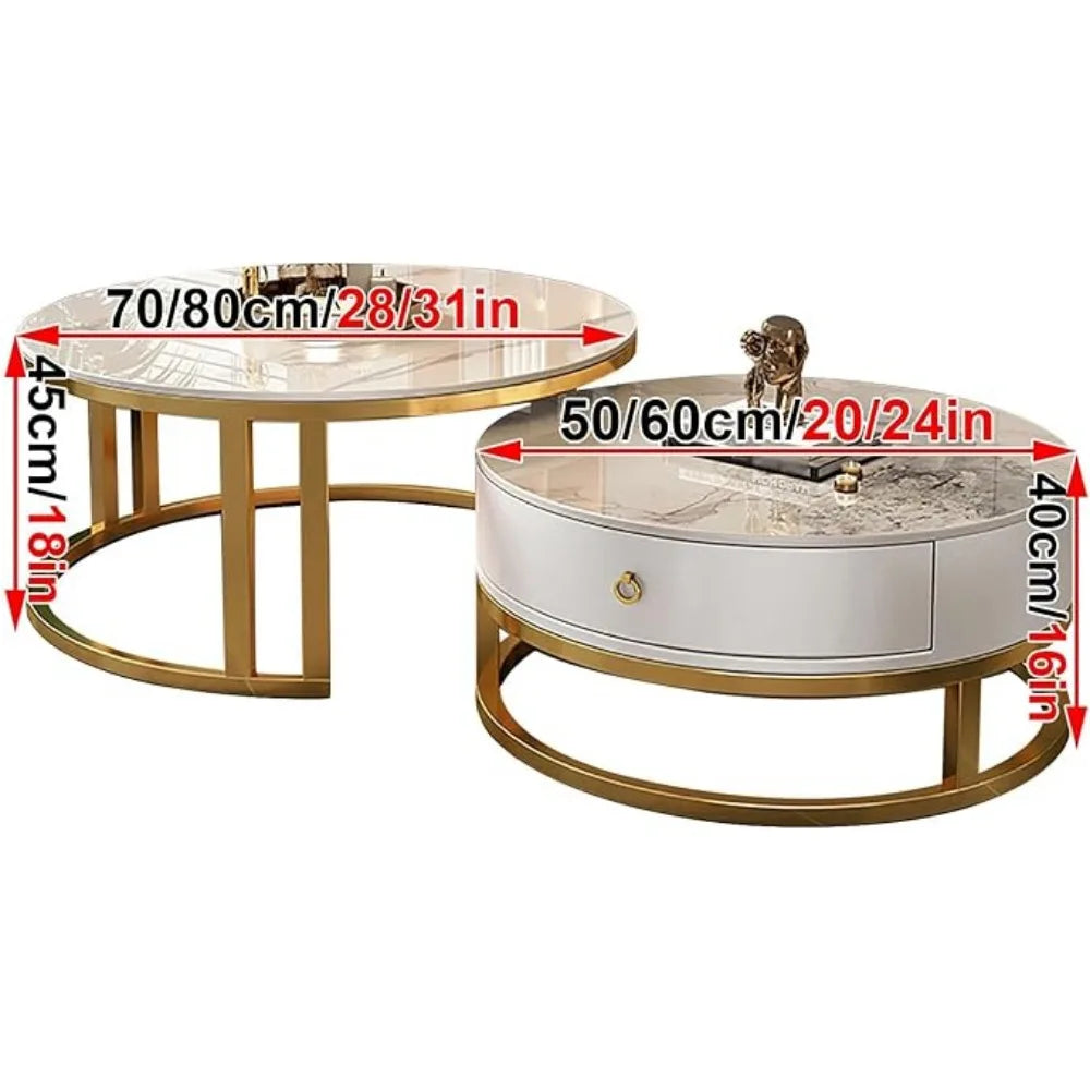 Nesting Metal Frame Wood Top Coffee Table