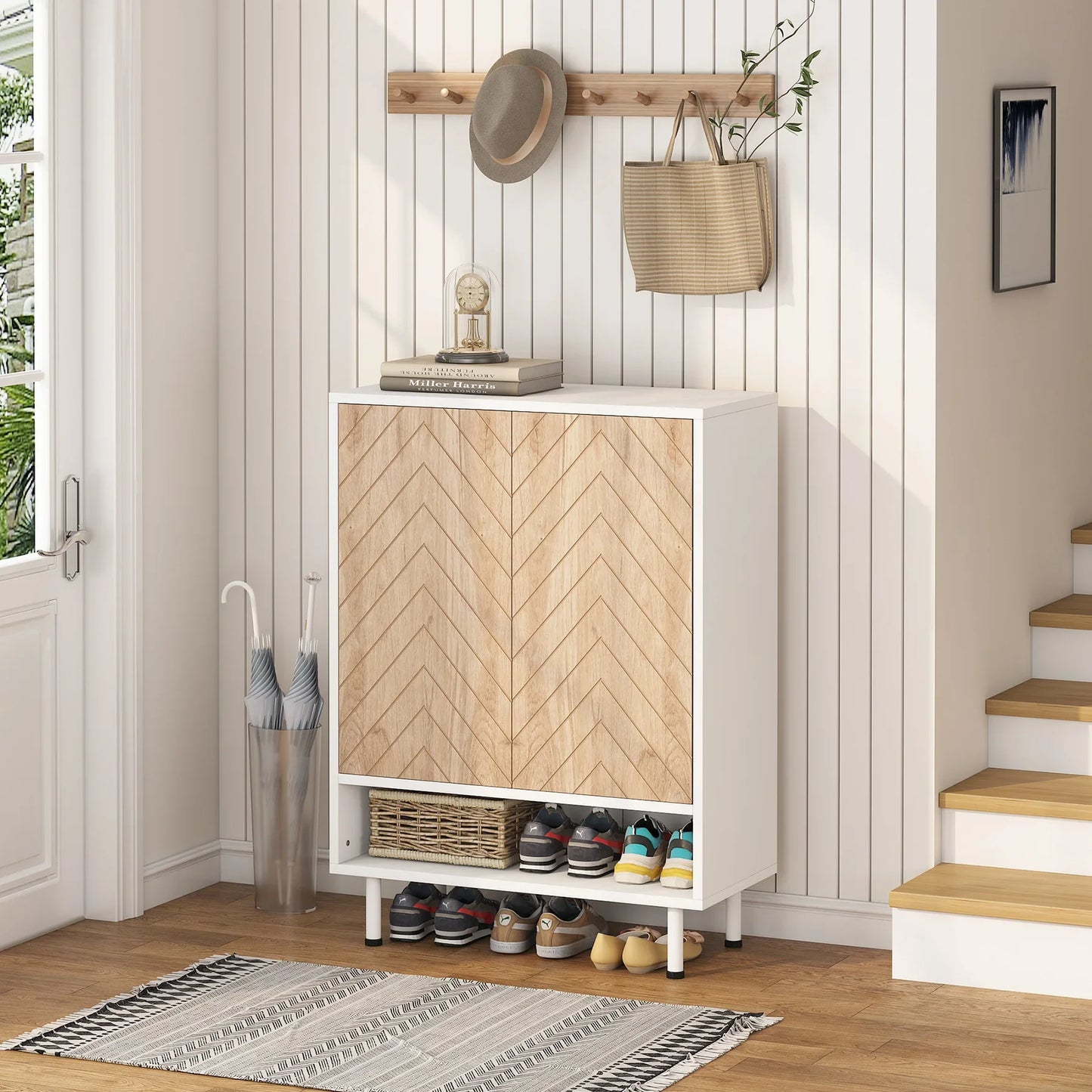 18 Pair Shoe Cabinet Organizer With Door
