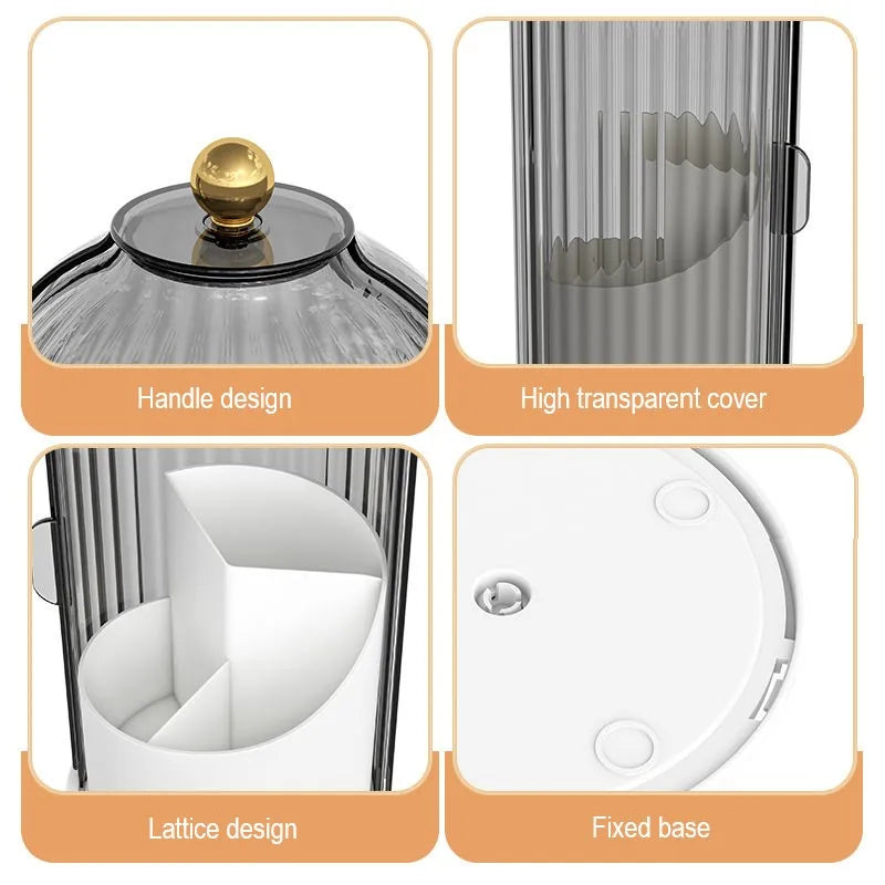 360° Rotating Makeup Brush Holder With Lid