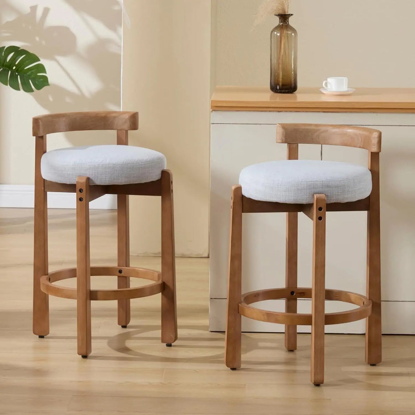 Mid-Century Upholstered Bar Stools Set of 2