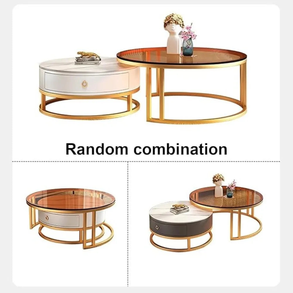 Nesting Metal Frame Wood Top Coffee Table