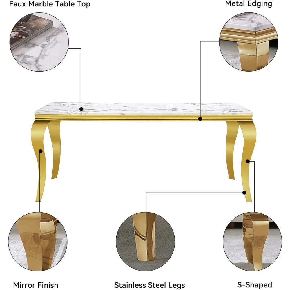 Faux White Marble Dining Table
