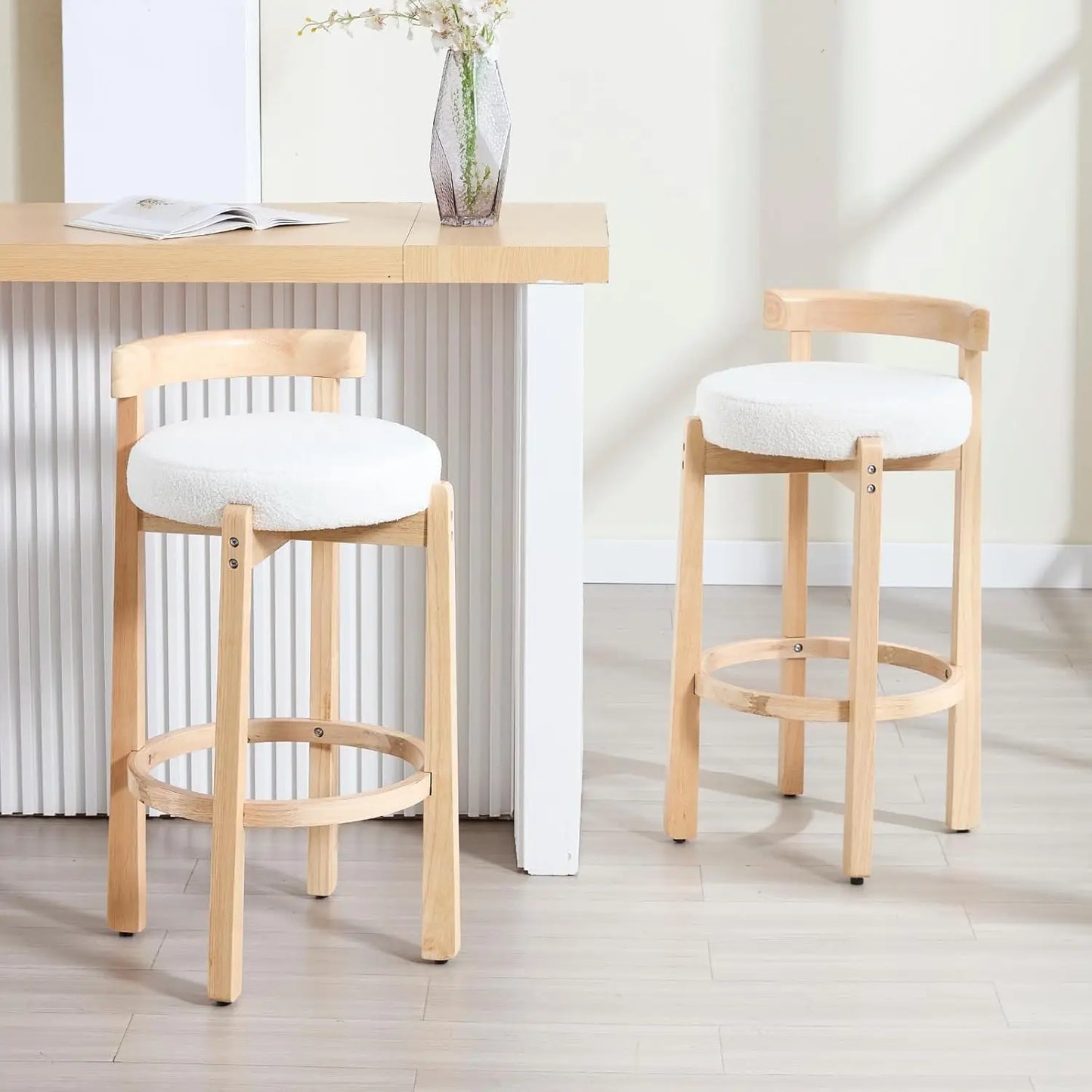 Mid-Century Upholstered Bar Stools Set of 2