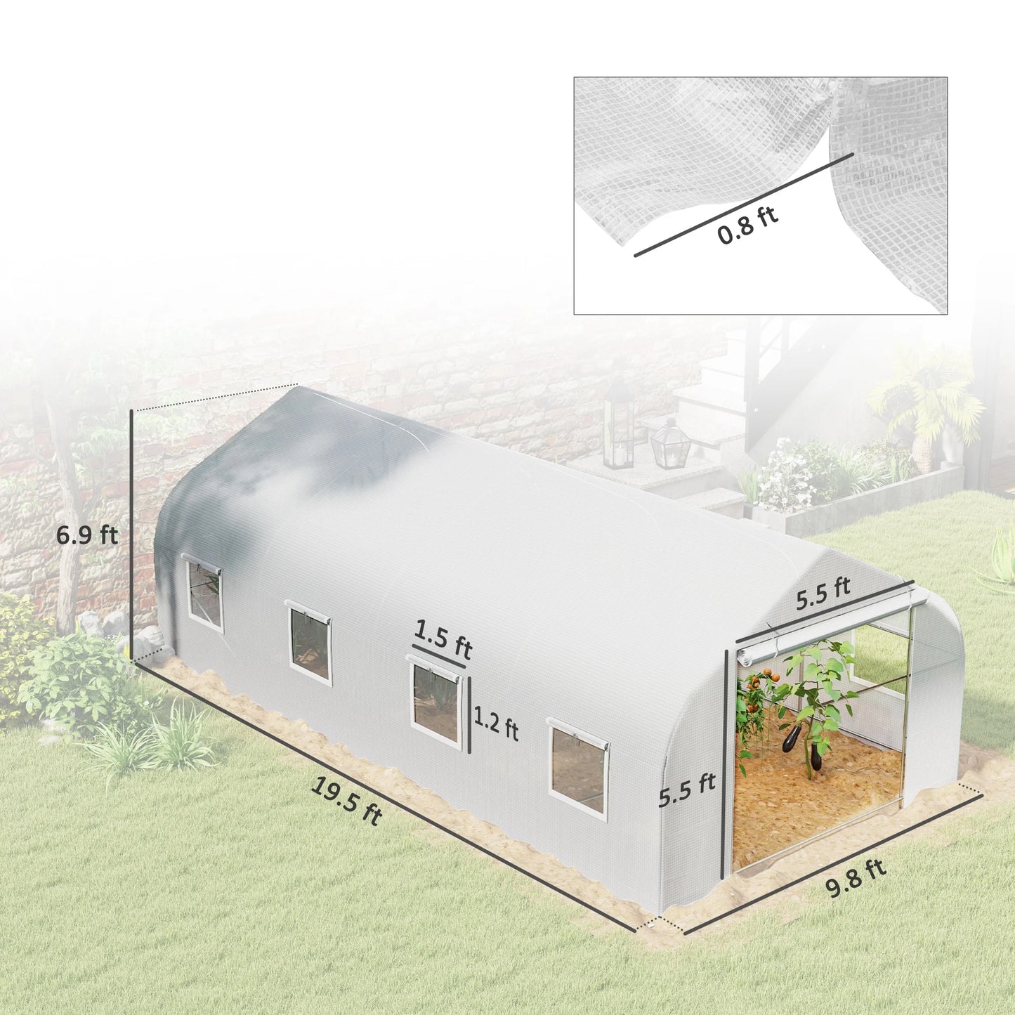 Large Walk-In 20' X 10' X 7' Greenhouse