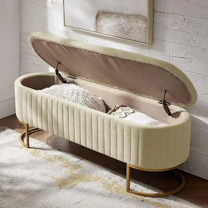 Storage Bench Velvet Bedroom Ottoman