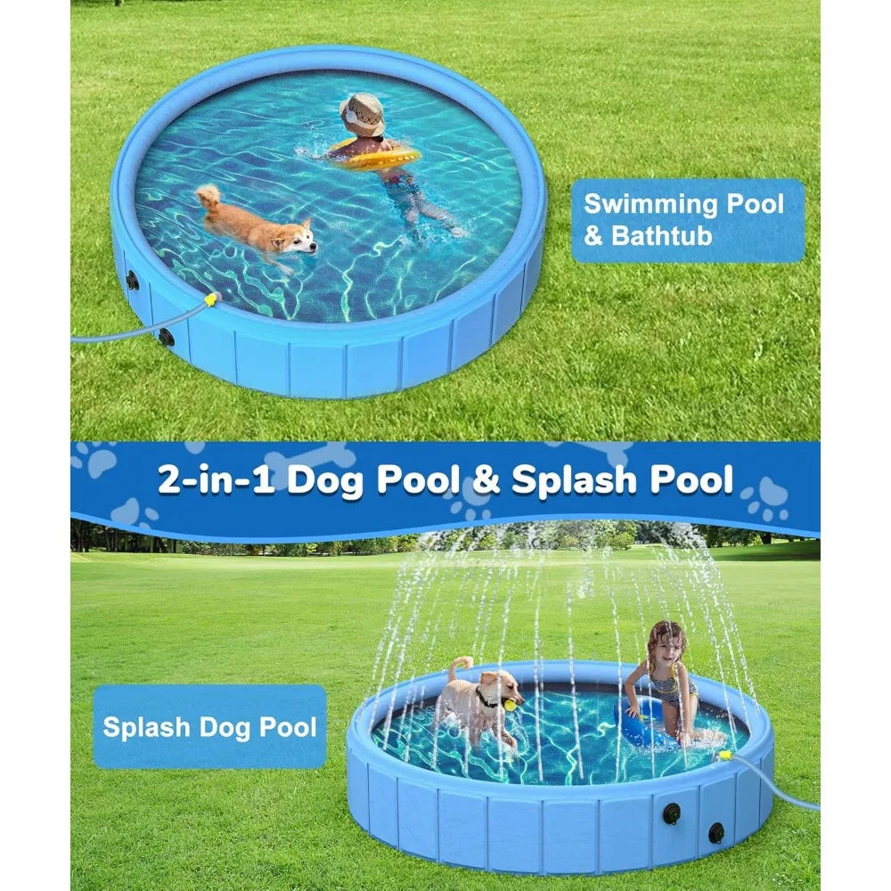 Large Foldable Portable Pool & Sprinkler For Dogs