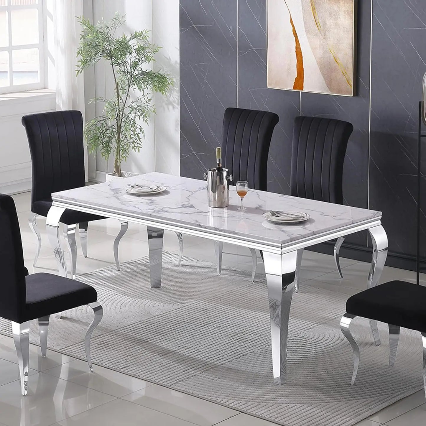 Faux White Marble Dining Table