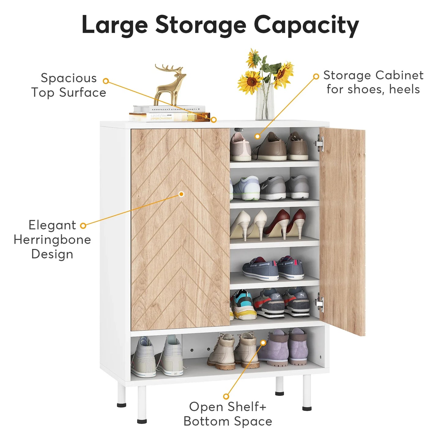 18 Pair Shoe Cabinet Organizer With Door