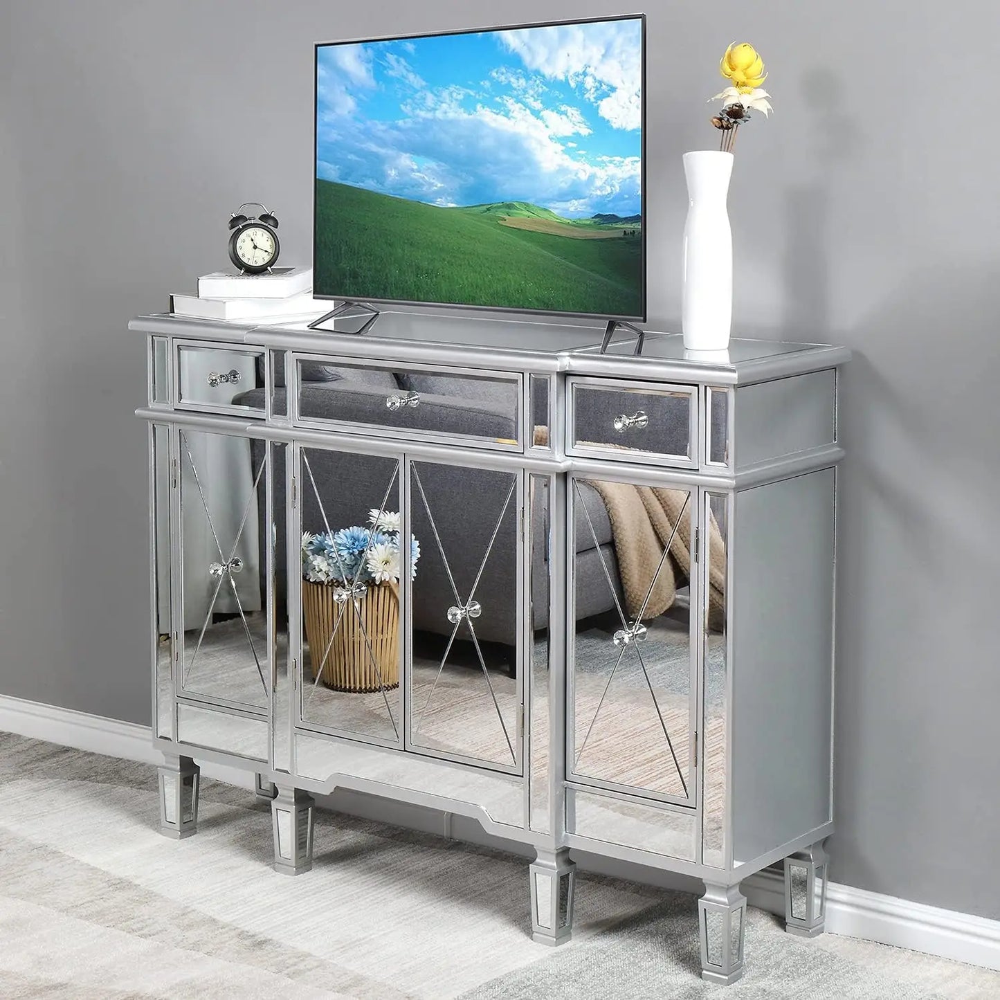 Mirrored Buffet Cabinet Sideboard TV Stand