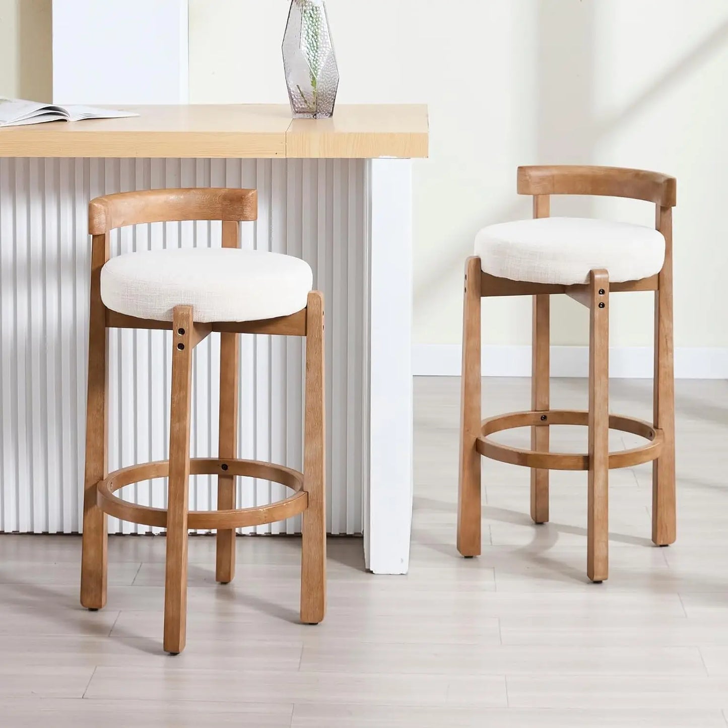 Mid-Century Upholstered Bar Stools Set of 2