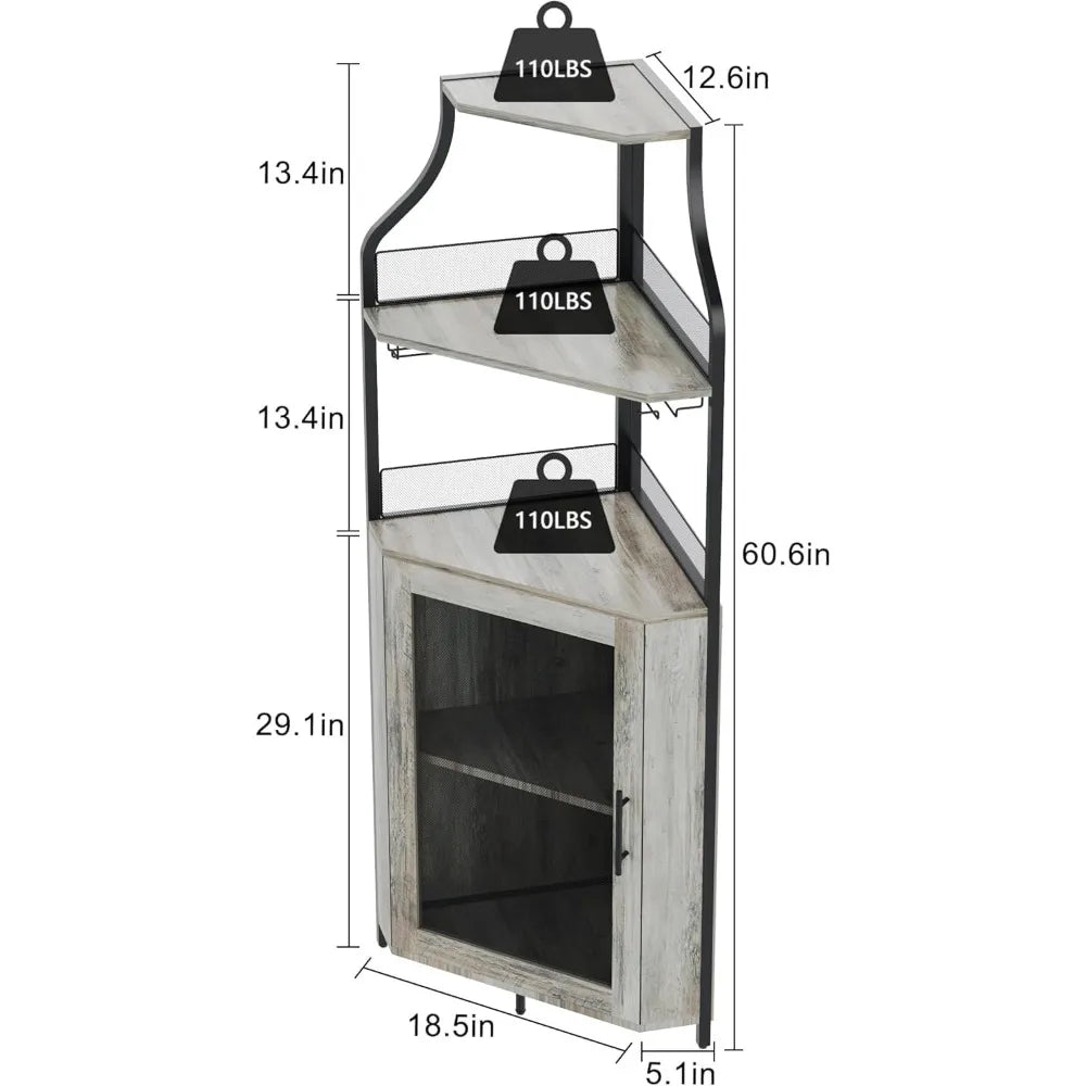 Corner Bar Cabinet With LED Lights