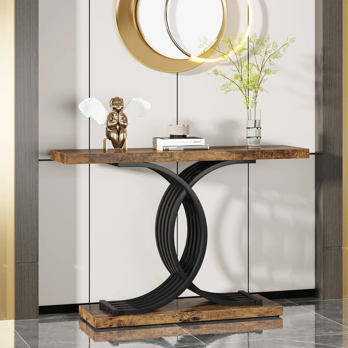 Geometric Frame Console Brown Table