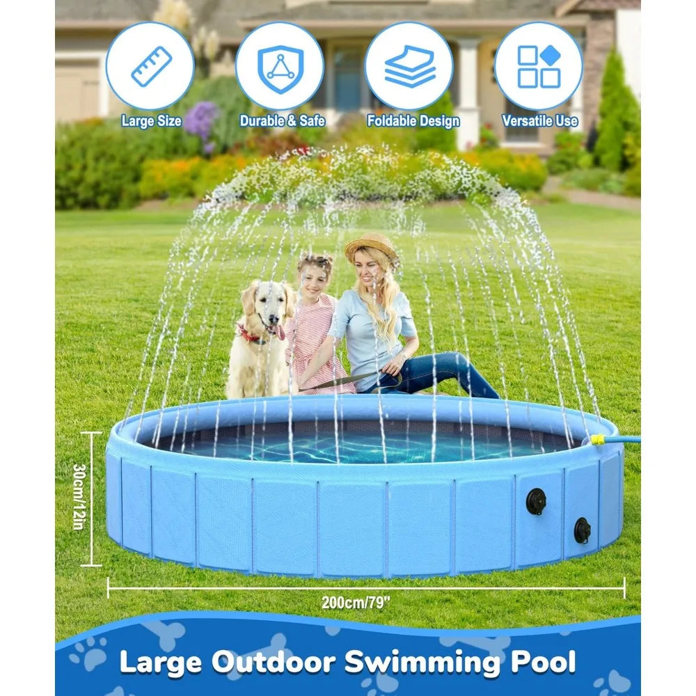 Large Foldable Portable Pool & Sprinkler For Dogs