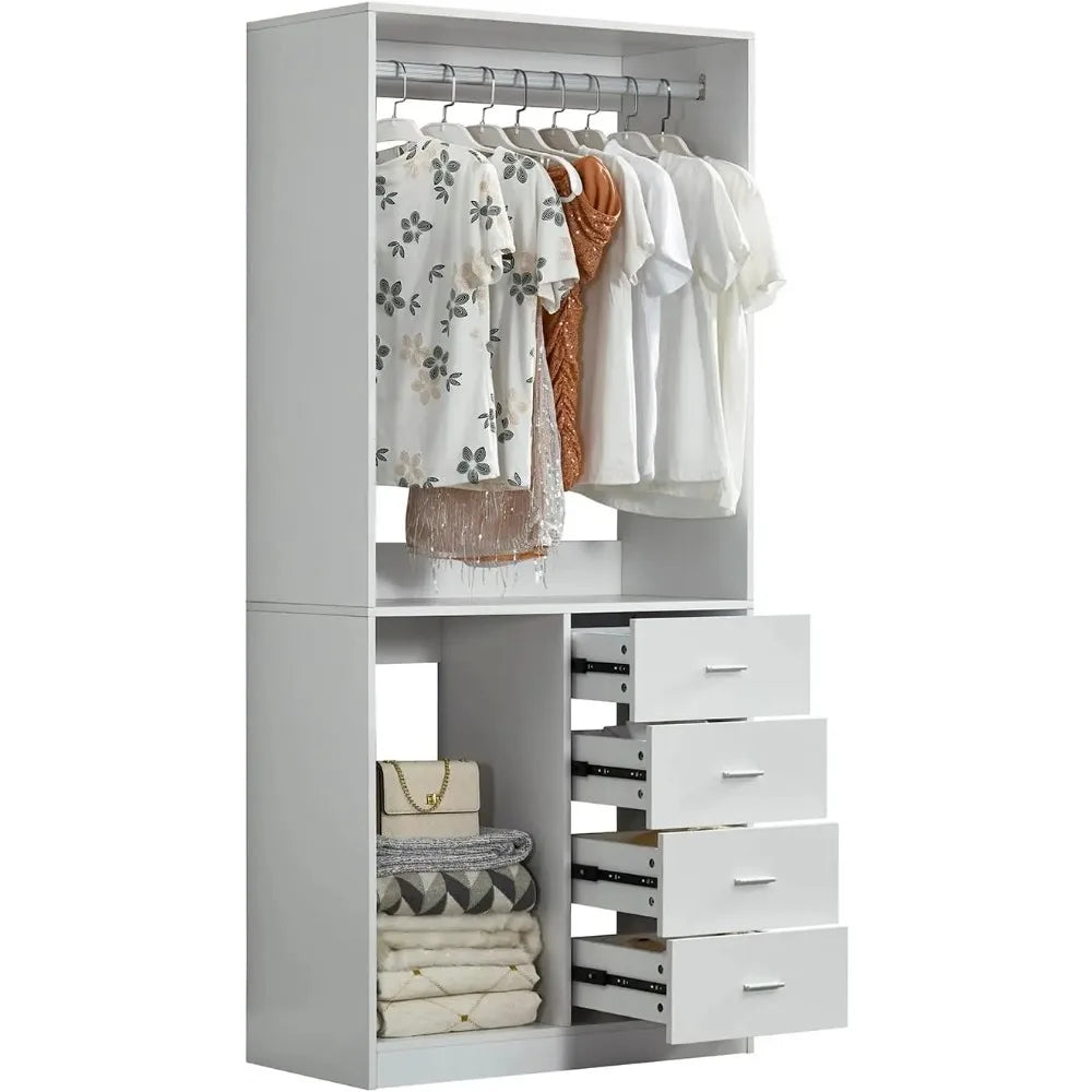 Walk-in Closet System 4 Drawers Shelves