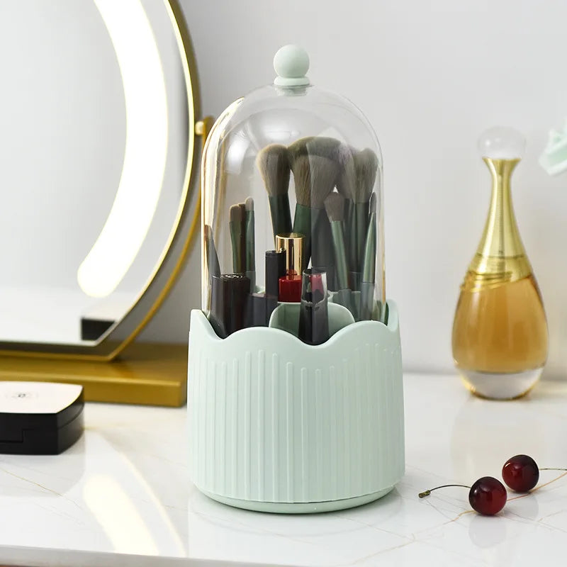 360 Degree Rotating Makeup Brush Holder With Lid