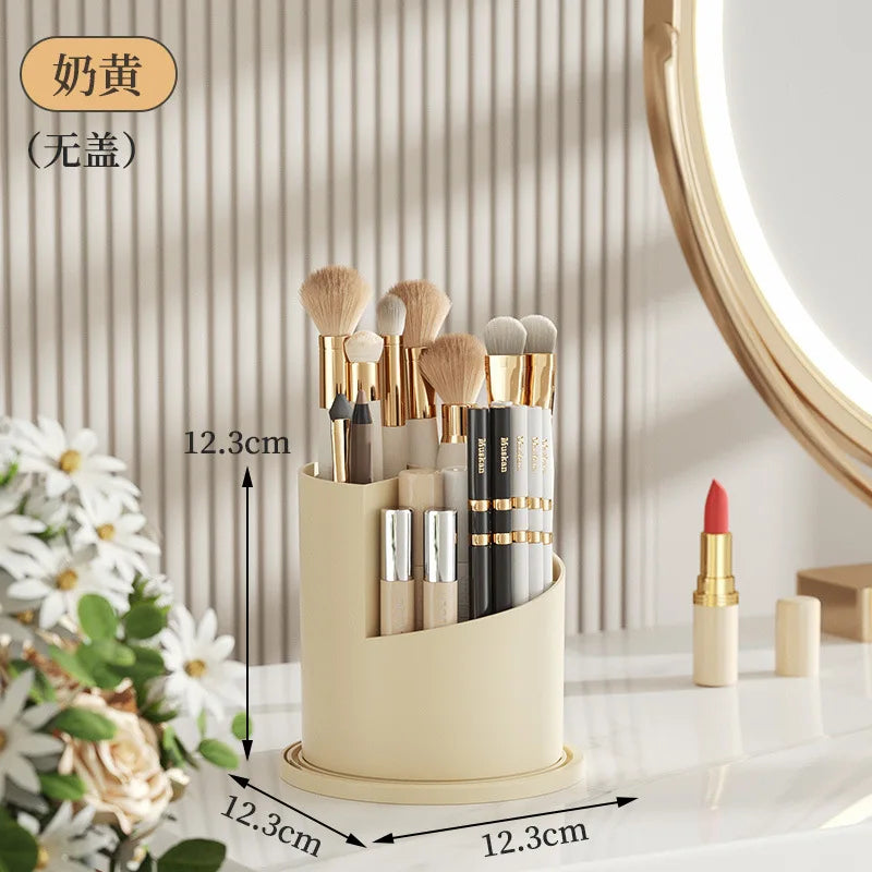 360° Rotating Makeup Brush Holder With Lid
