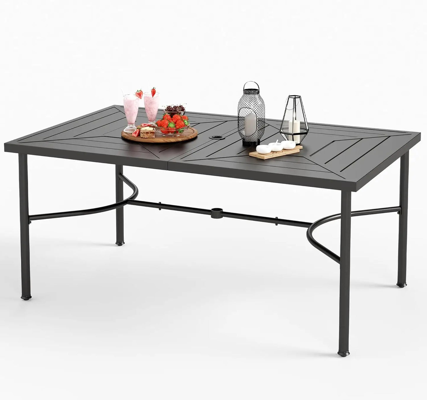Black Expandable And Metal Outdoor Table