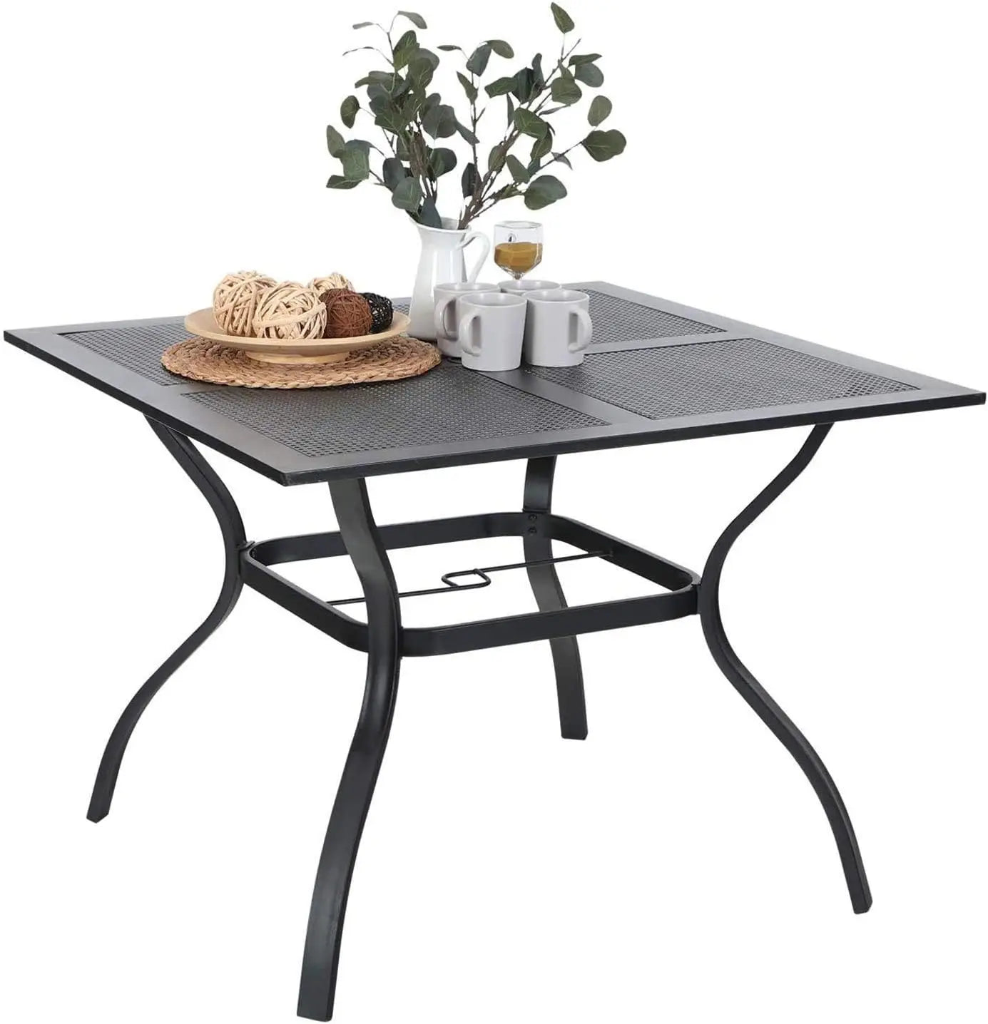 Black Expandable And Metal Outdoor Table