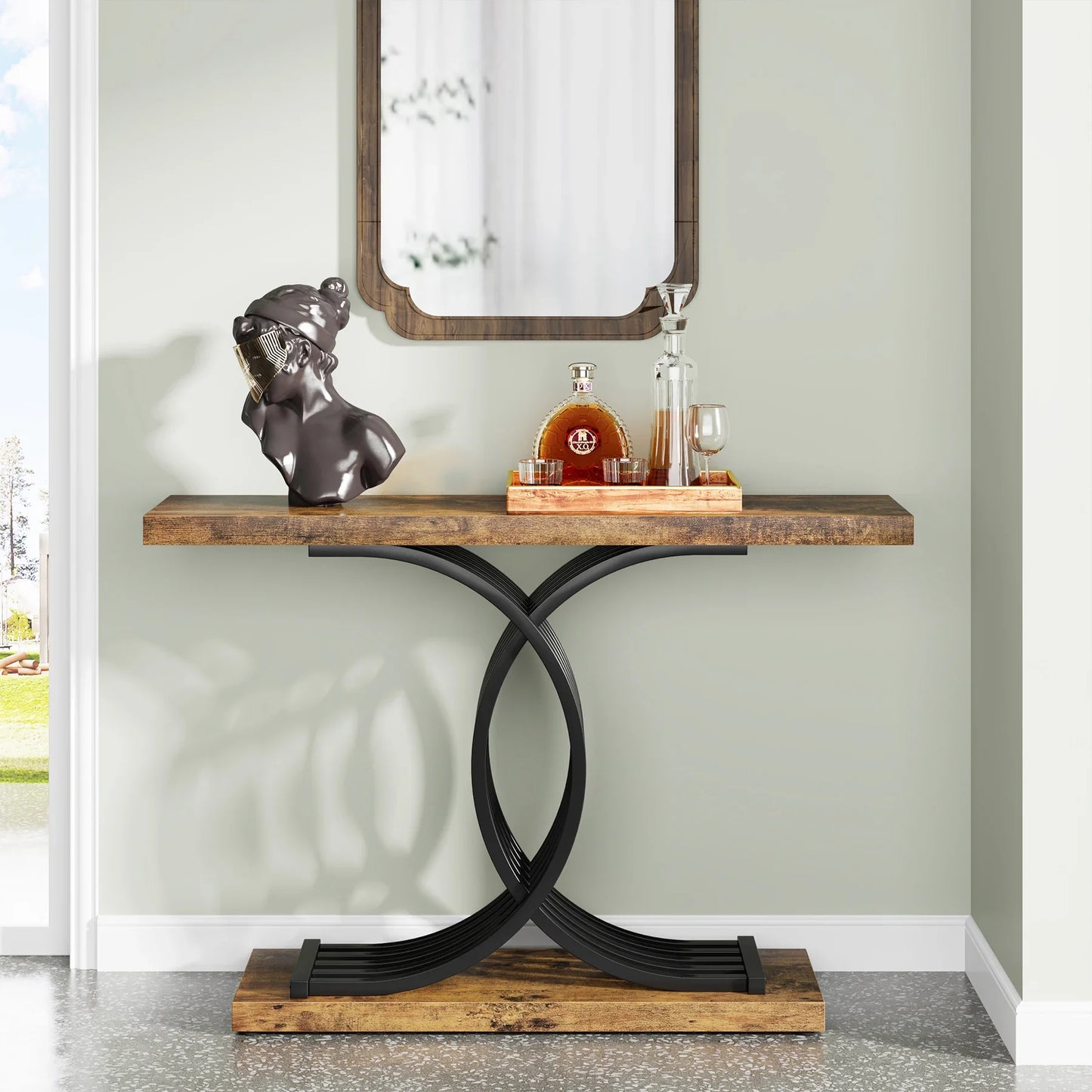 Geometric Frame Console Brown Table