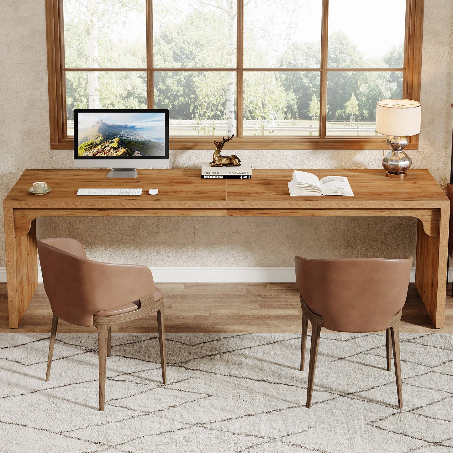 Wooden Extra Long Desk Double Workstation