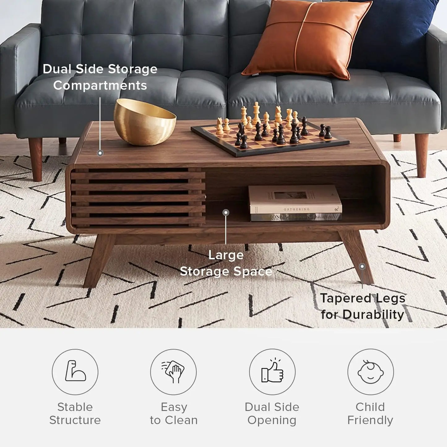 Wood Coffee Table With Storage