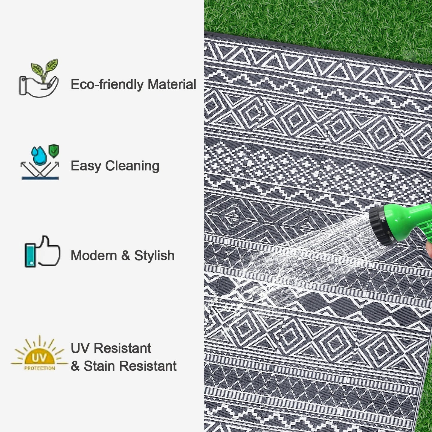 Outdoor Waterproof Reversible Patio Rug