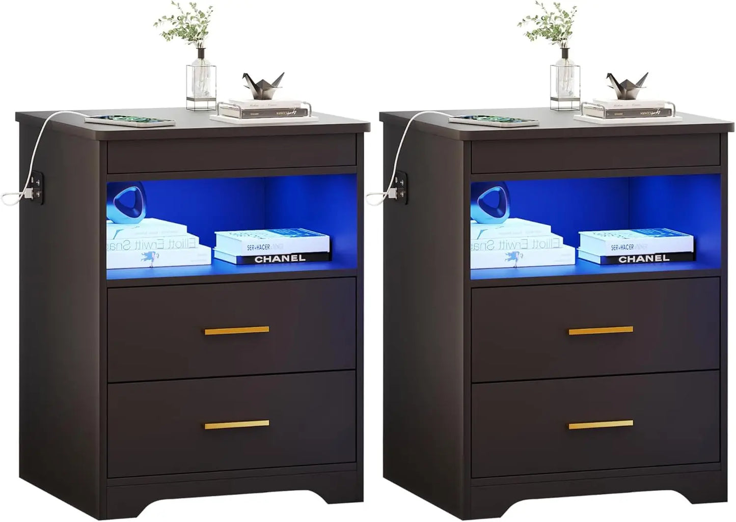 Charging Bedside Table With Gun Drawers