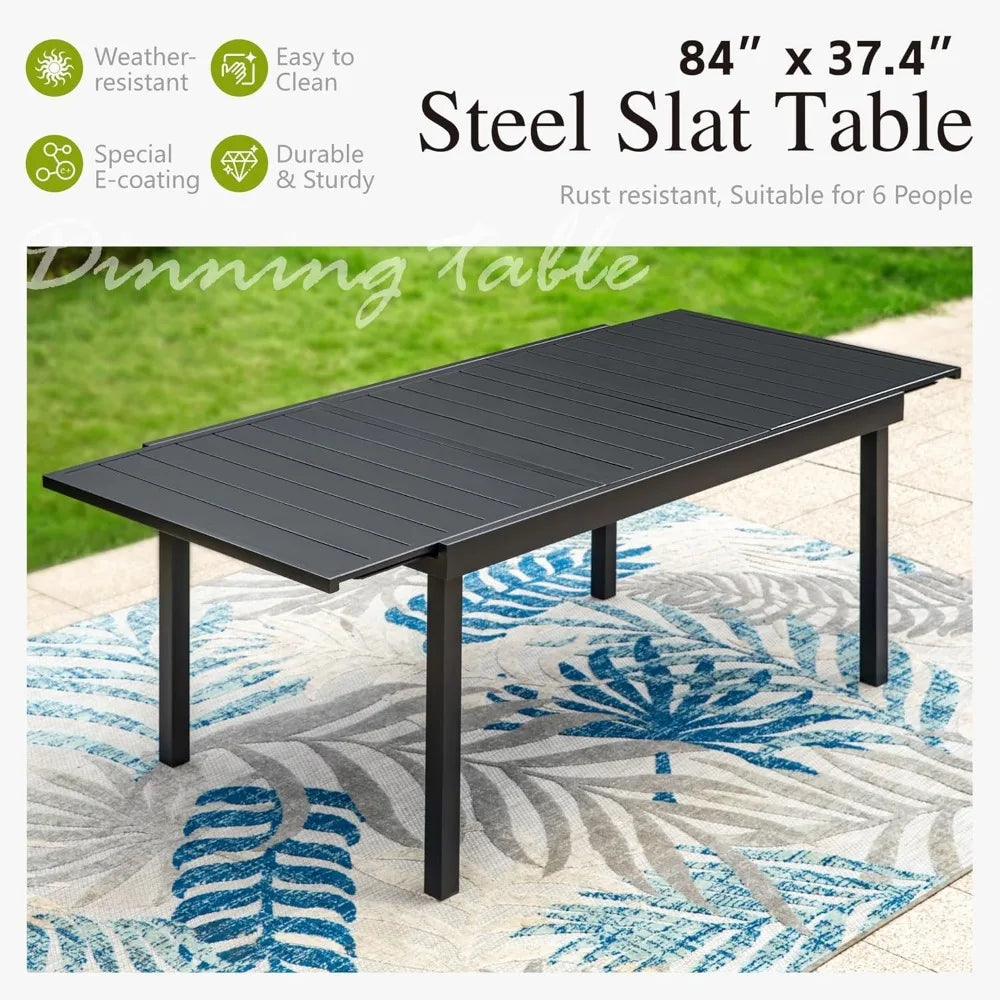 Black Expandable And Metal Outdoor Table