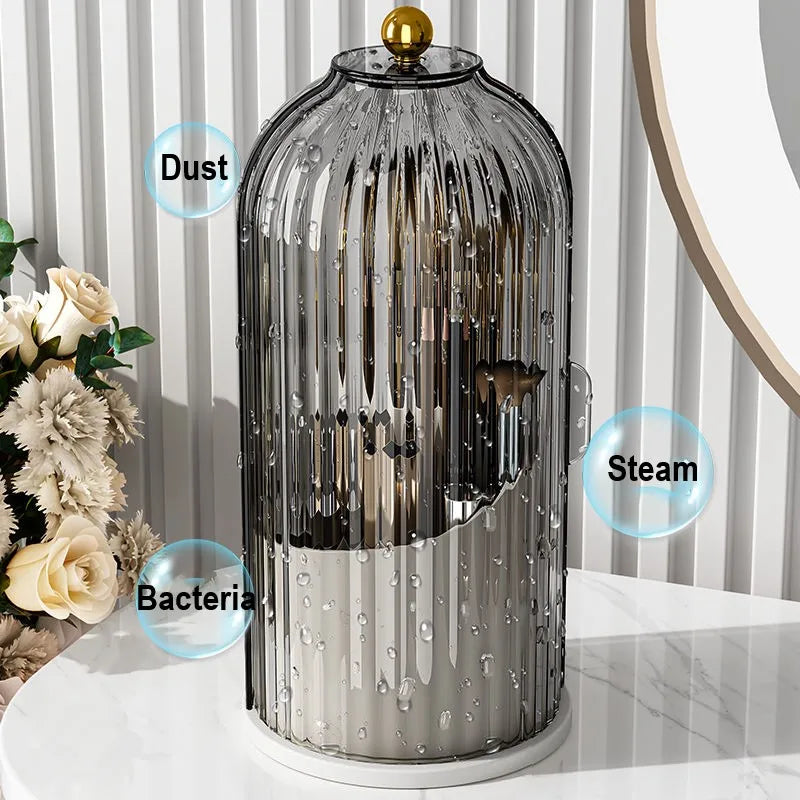 360° Rotating Makeup Brush Holder With Lid