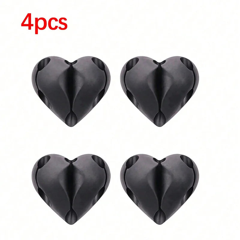 2pcs Heart-Shaped Mini Cable Winder Organizer Clips