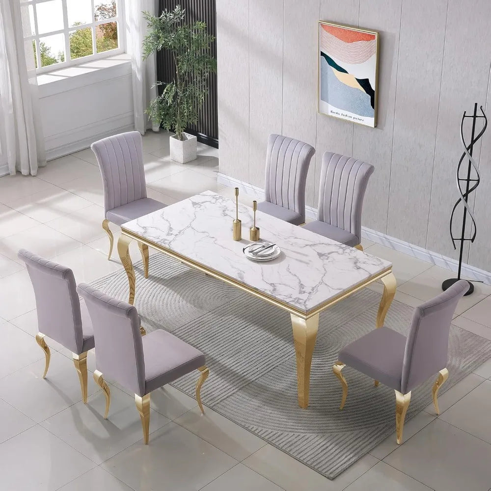 Faux White Marble Dining Table