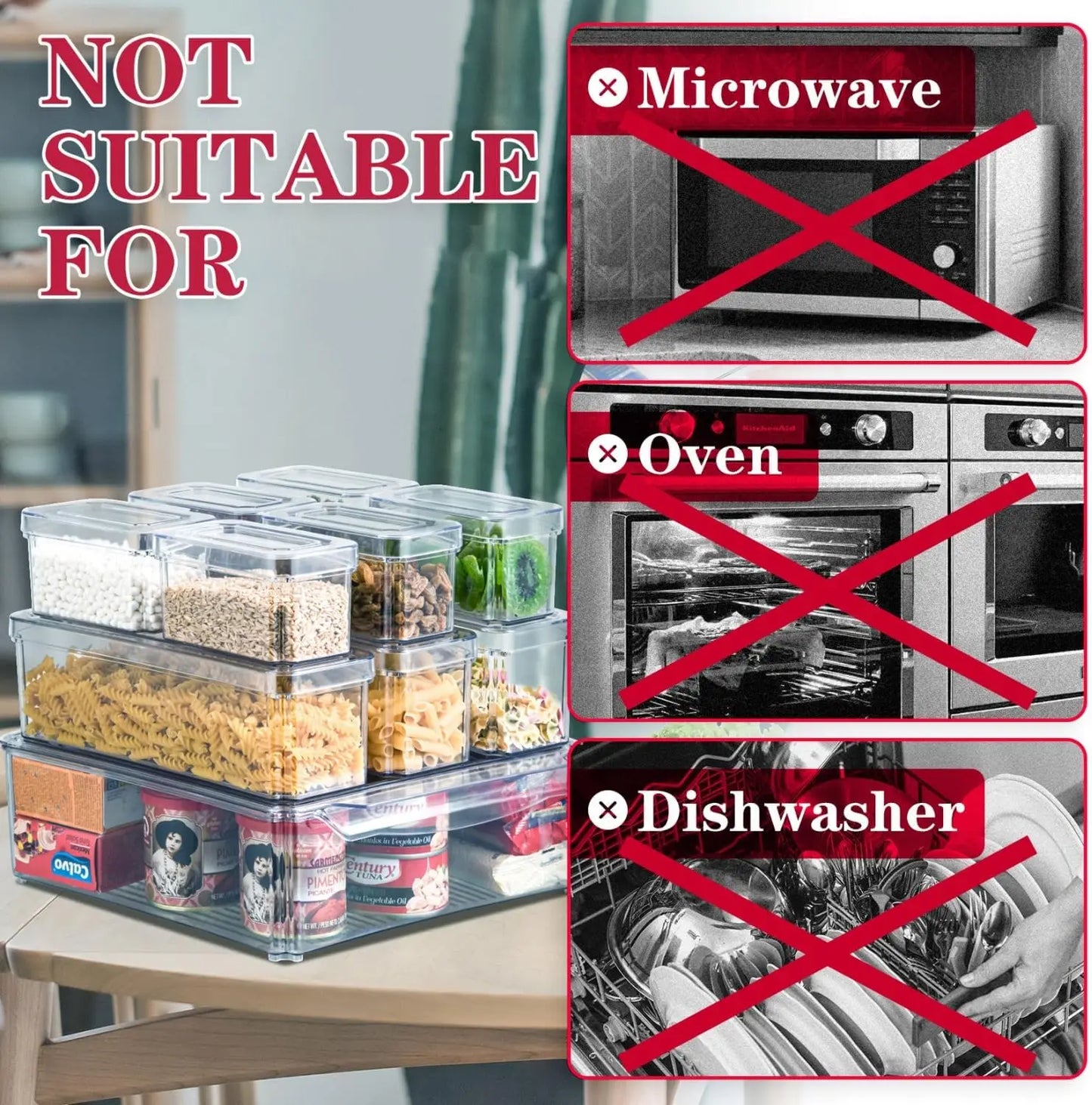 Stackable Refrigerator Organizer Bins With Lids