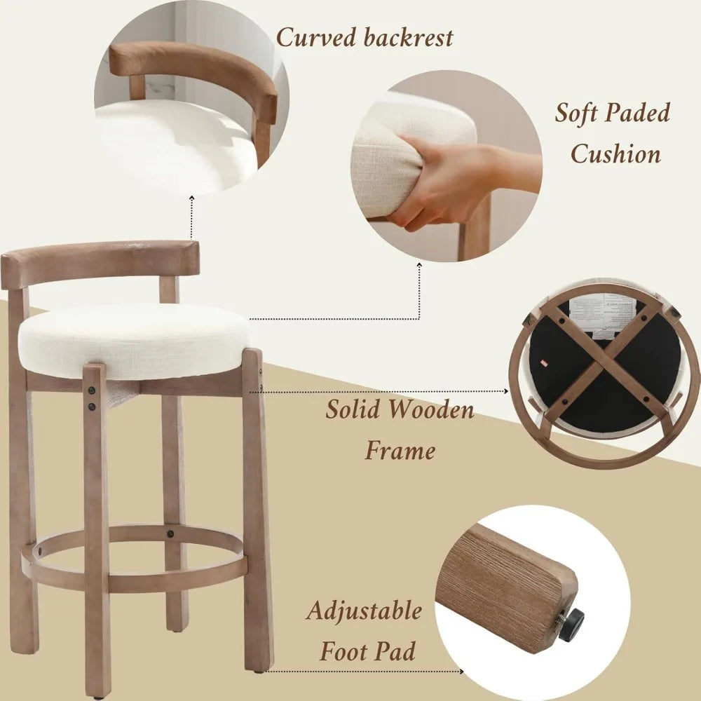 Mid-Century Upholstered Bar Stools Set of 2
