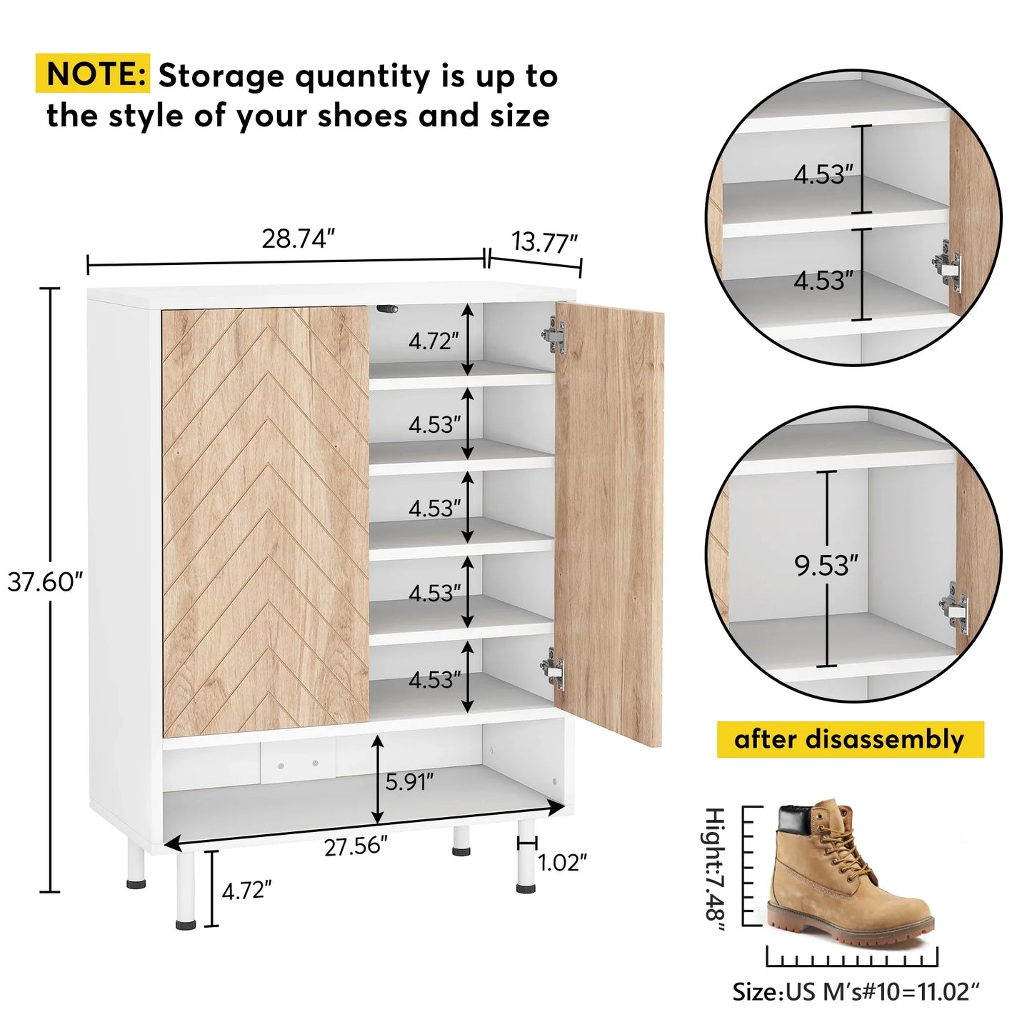 18 Pair Shoe Cabinet Organizer With Door