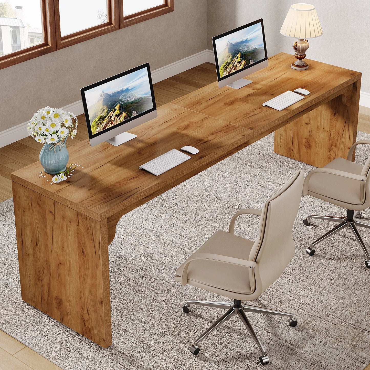Wooden Extra Long Desk Double Workstation