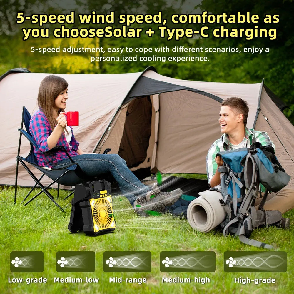 12W Dual Solar Panel USB Fan