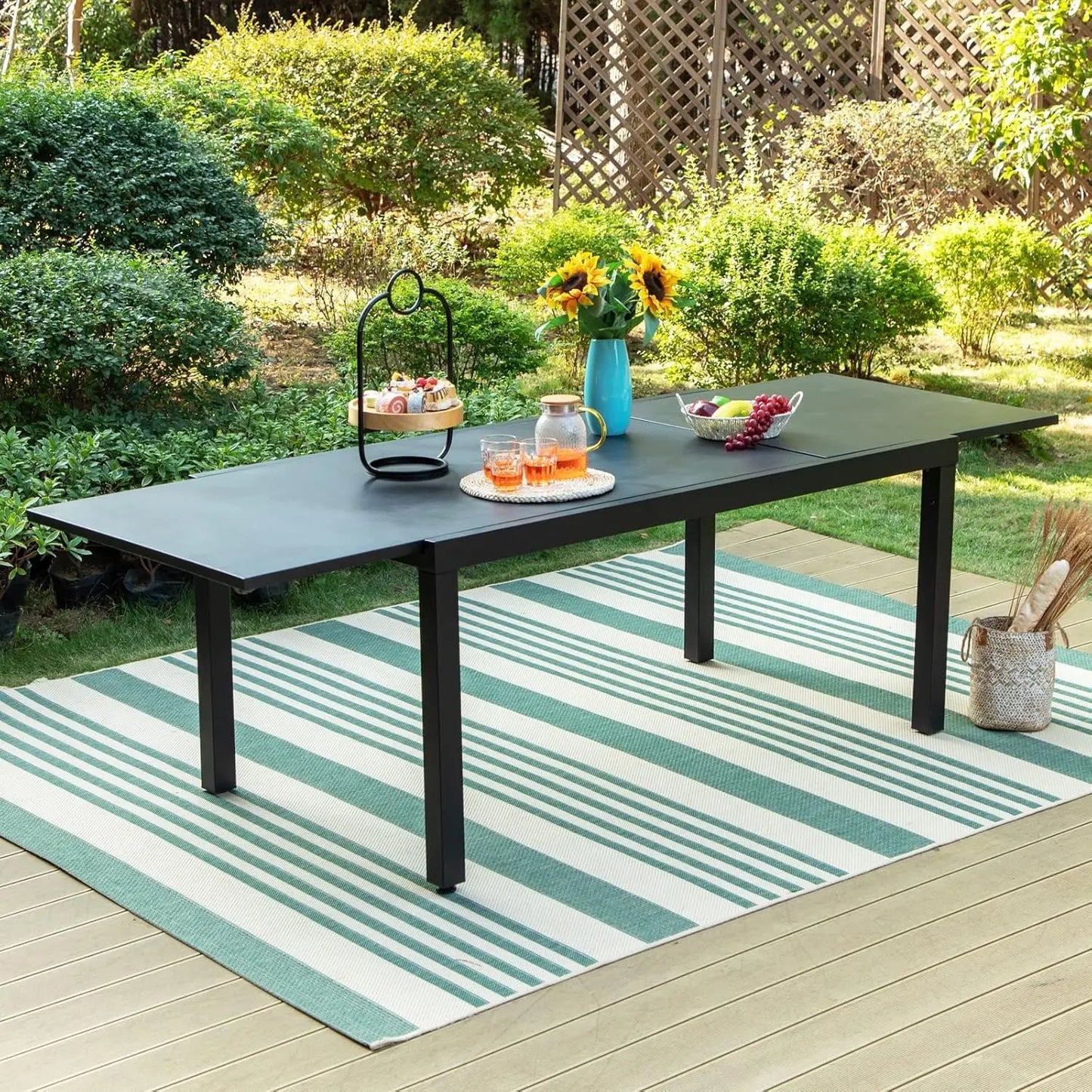 Black Expandable And Metal Outdoor Table