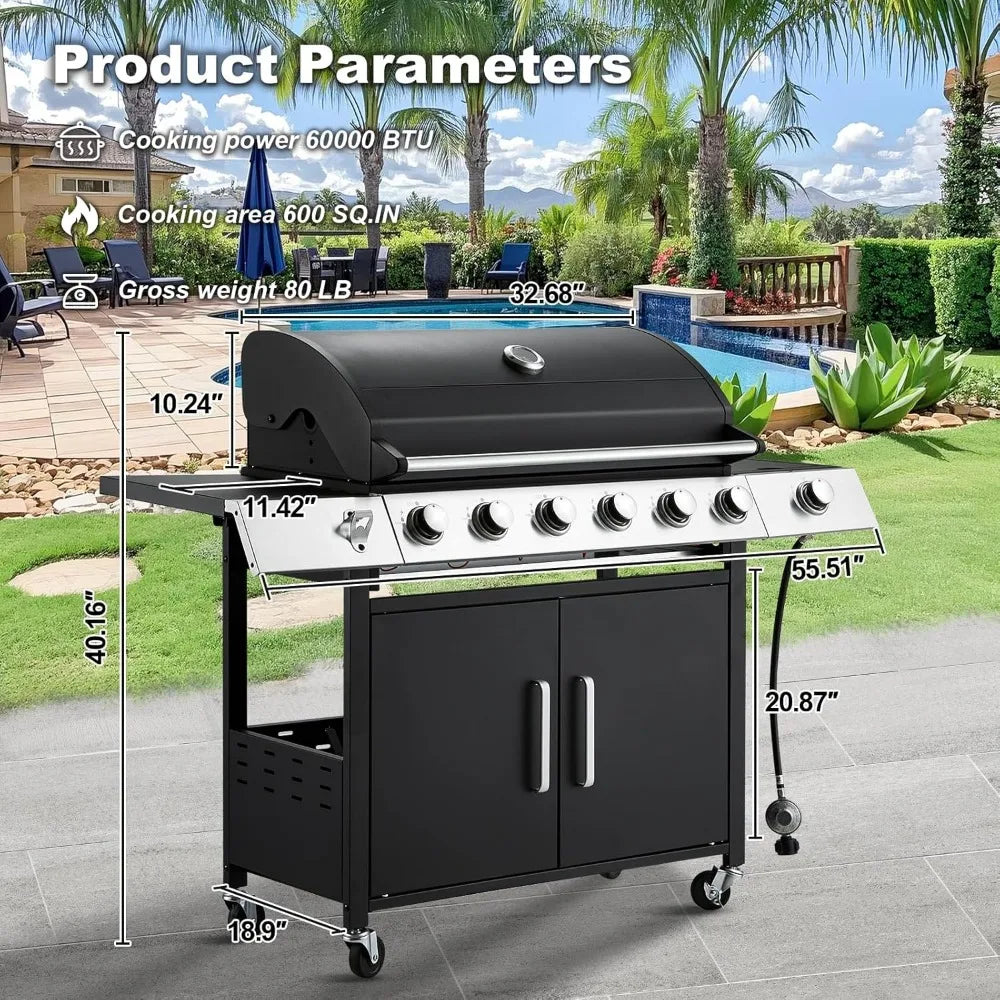 BBQ Gas Grill With Side Stove