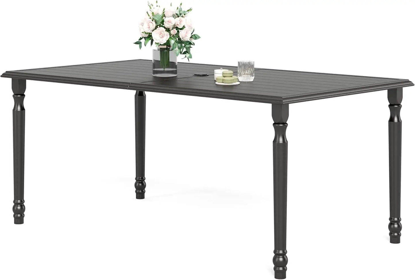 Black Expandable And Metal Outdoor Table