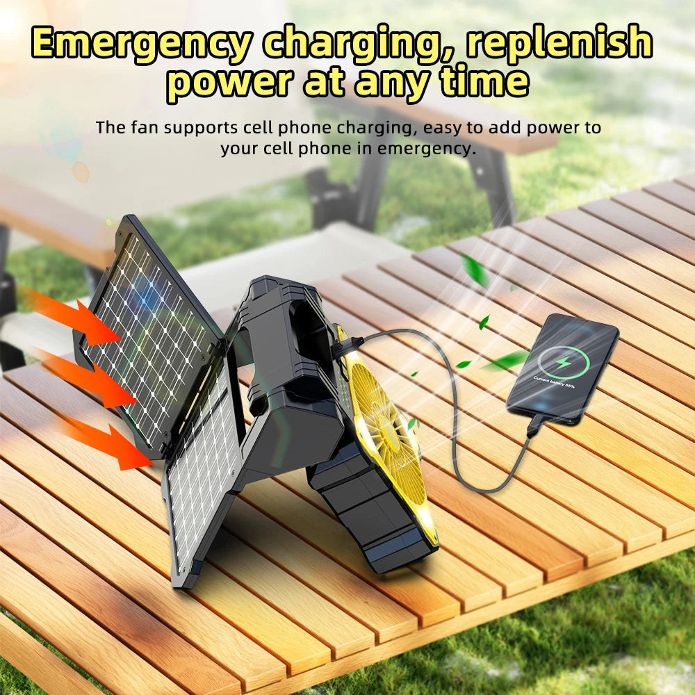 12W Dual Solar Panel USB Fan