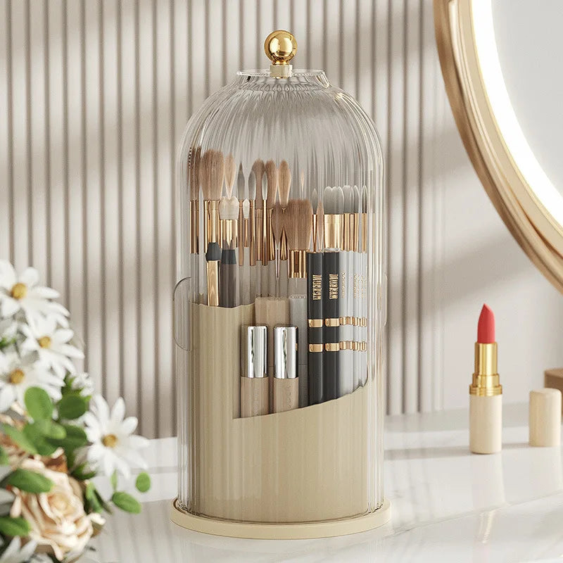 360° Rotating Makeup Brush Holder With Lid