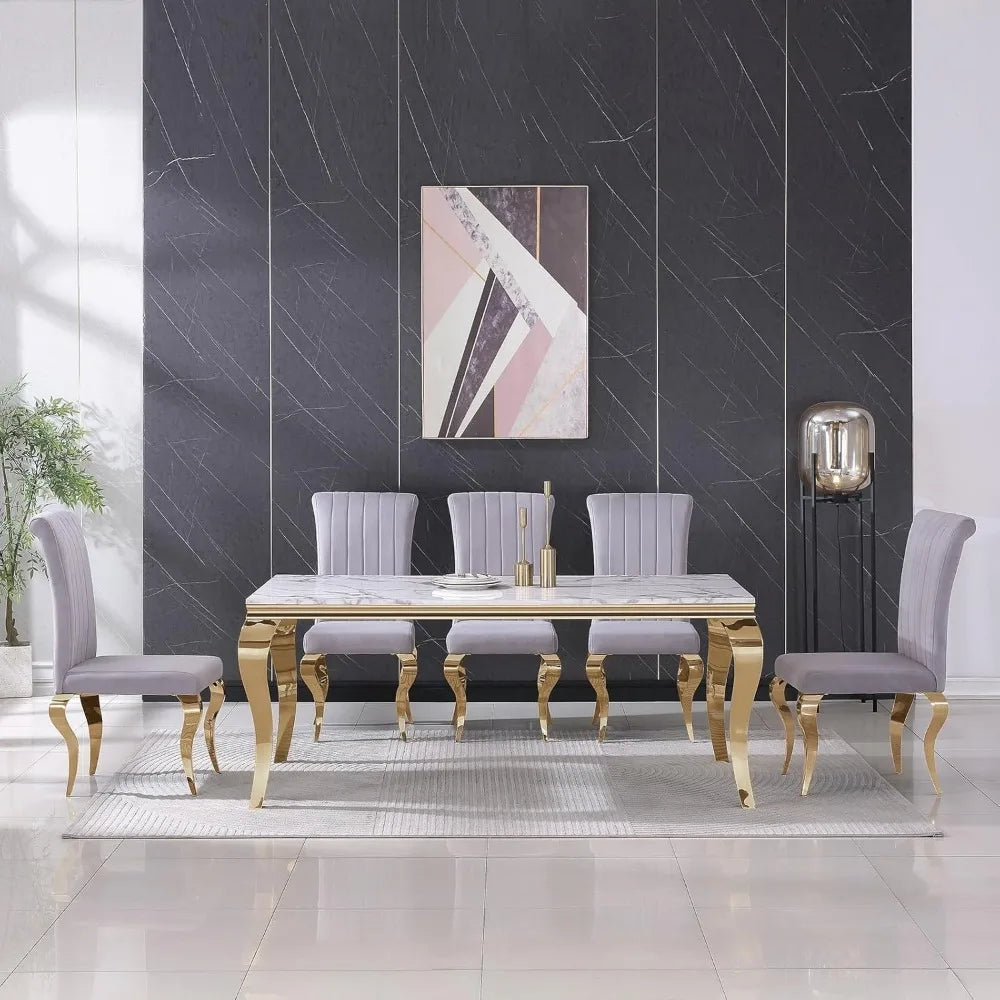 Faux White Marble Dining Table