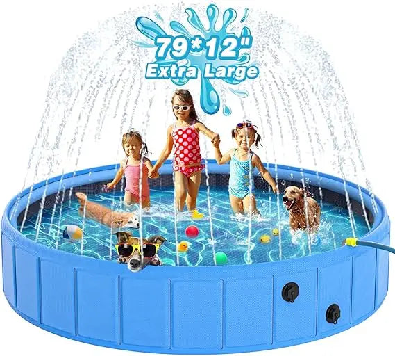Large Foldable Portable Pool & Sprinkler For Dogs