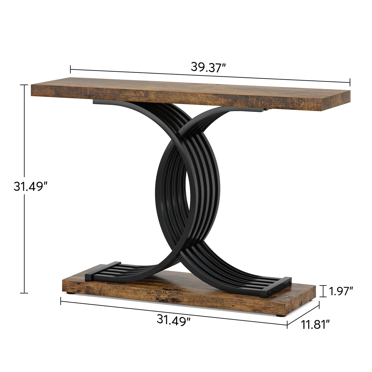 Geometric Frame Console Brown Table