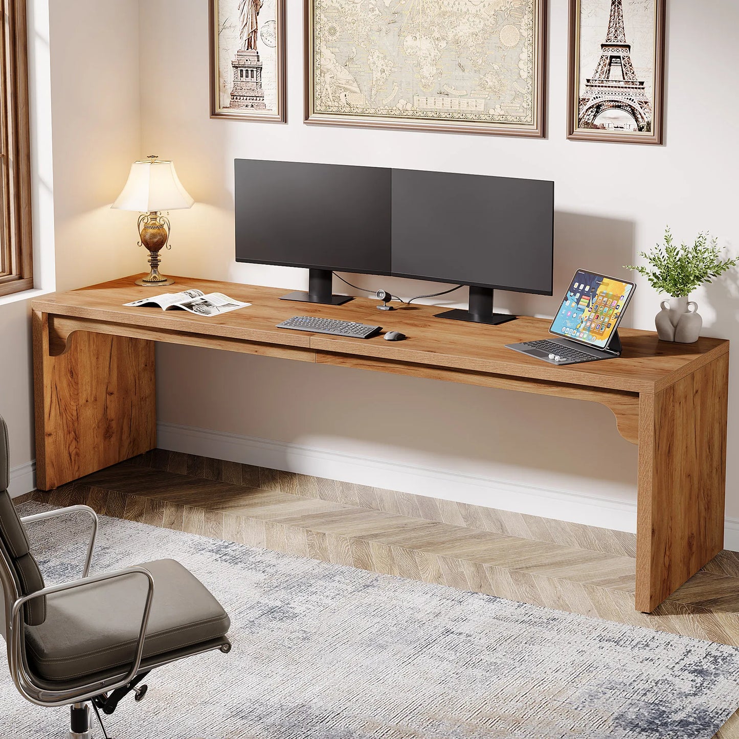 Wooden Extra Long Desk Double Workstation