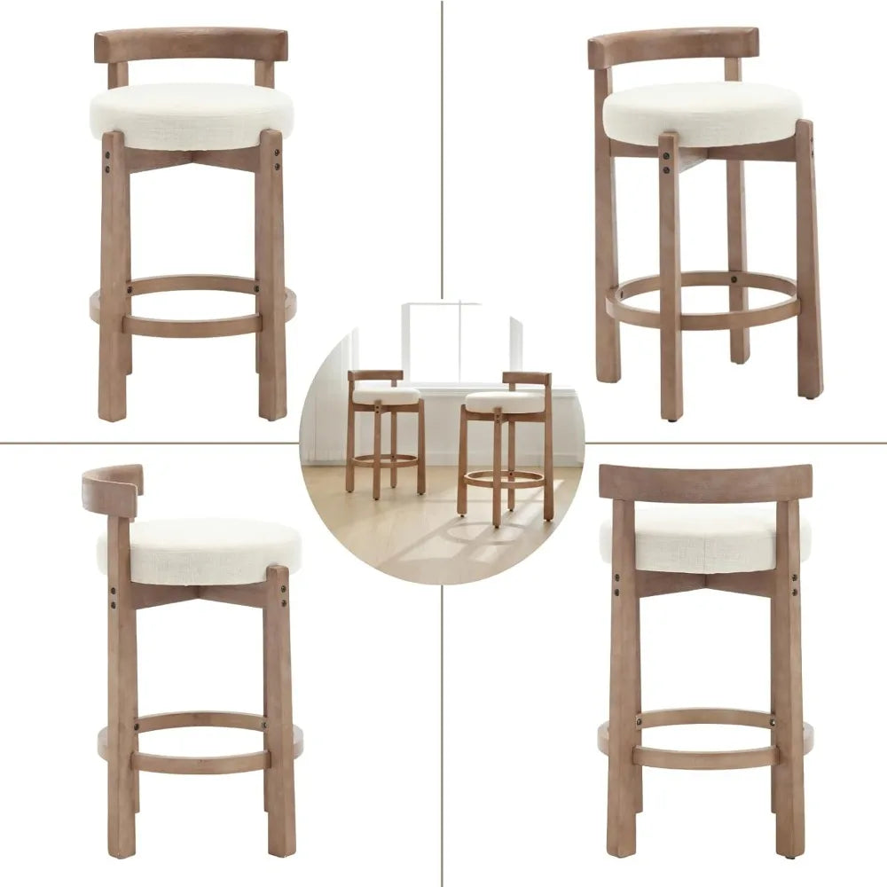 Mid-Century Upholstered Bar Stools Set of 2