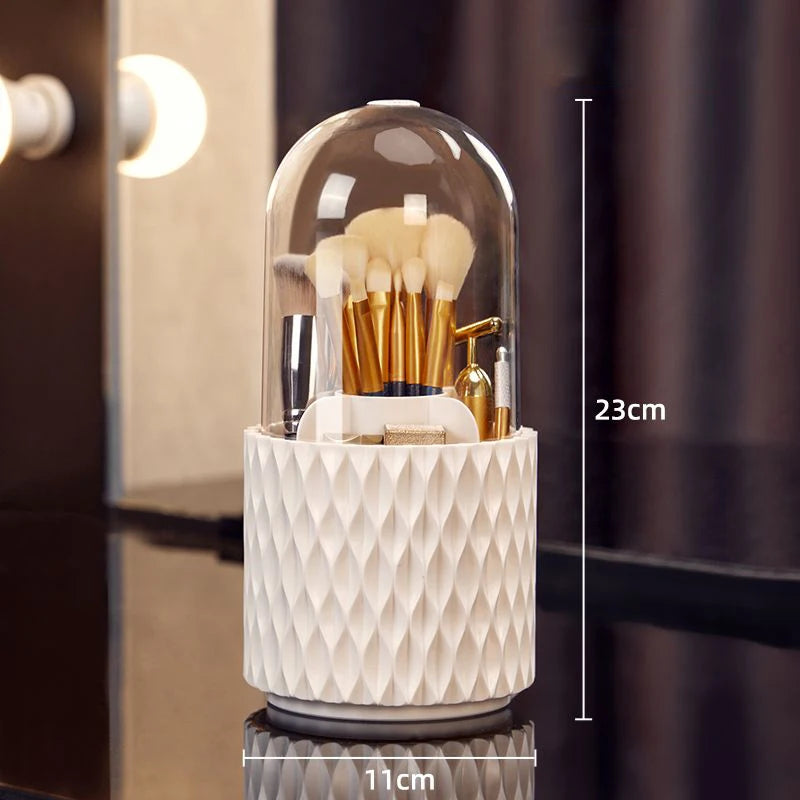 360° Rotating Makeup Brush Holder With Lid