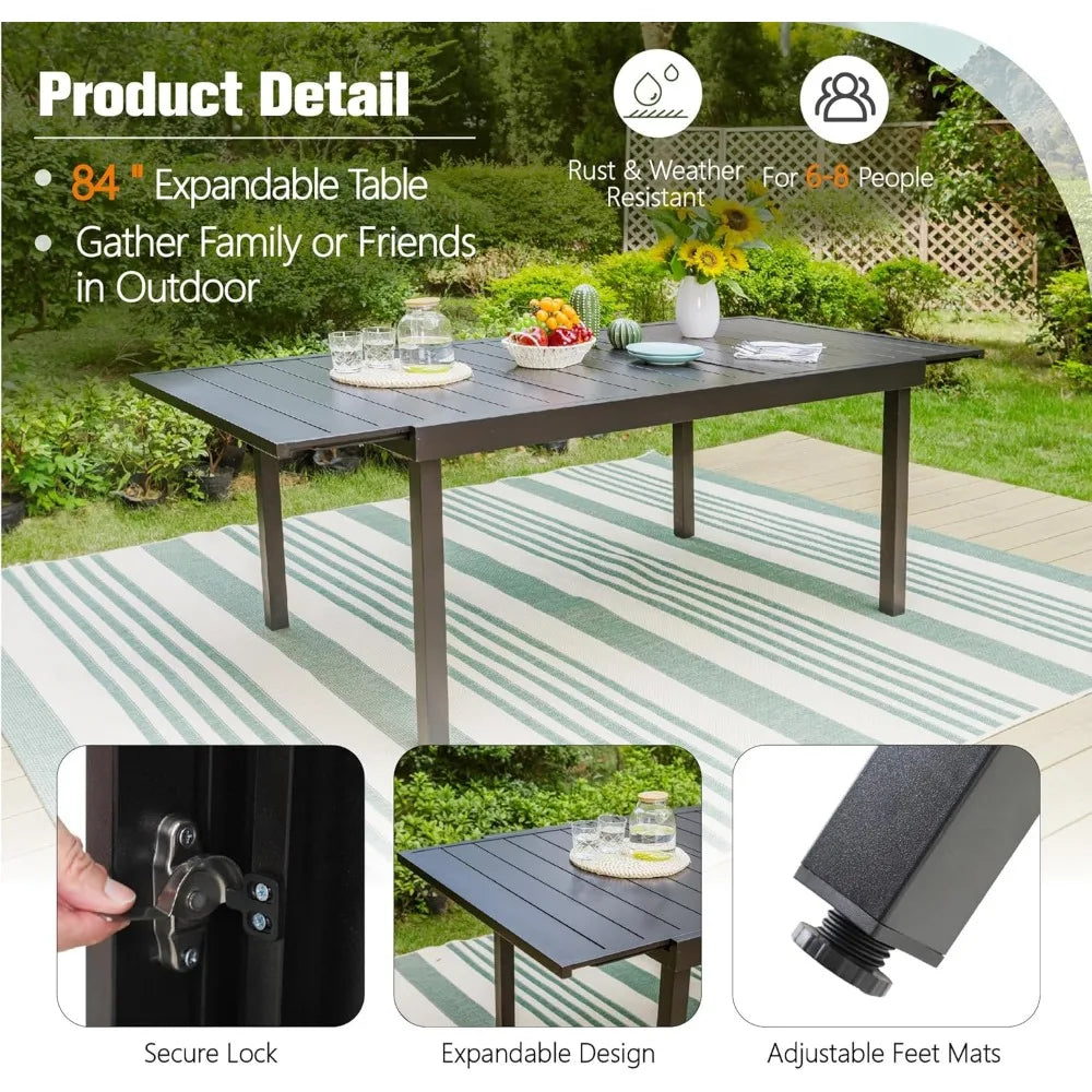 Black Expandable And Metal Outdoor Table