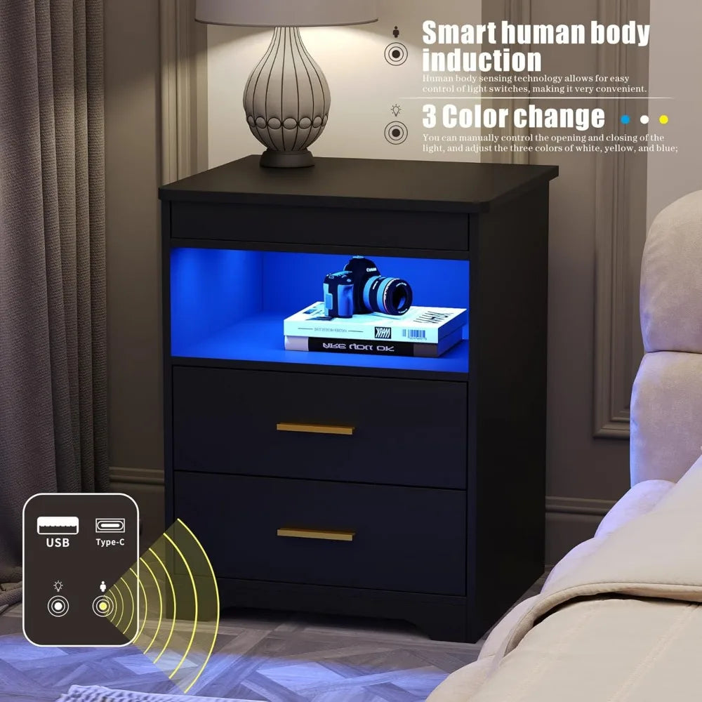 Charging Bedside Table With Gun Drawers