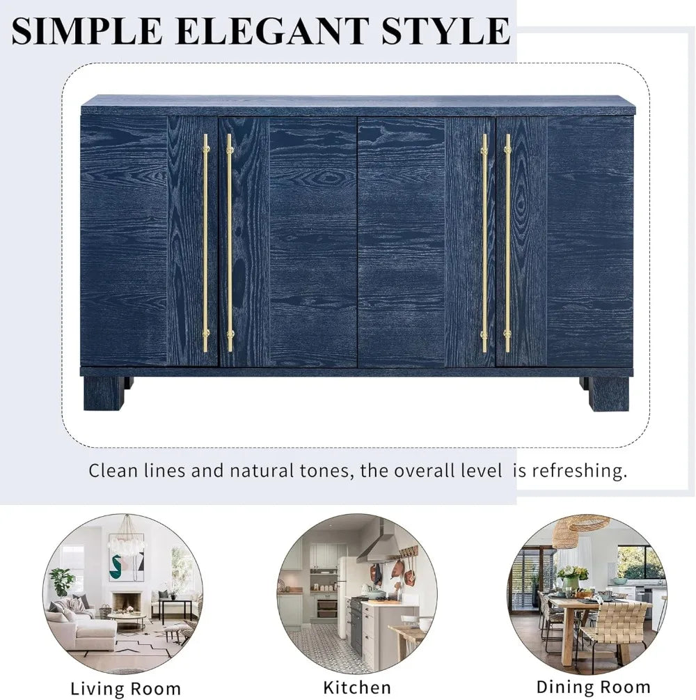 60-Inch Wood Storage Cabinet Buffet Table